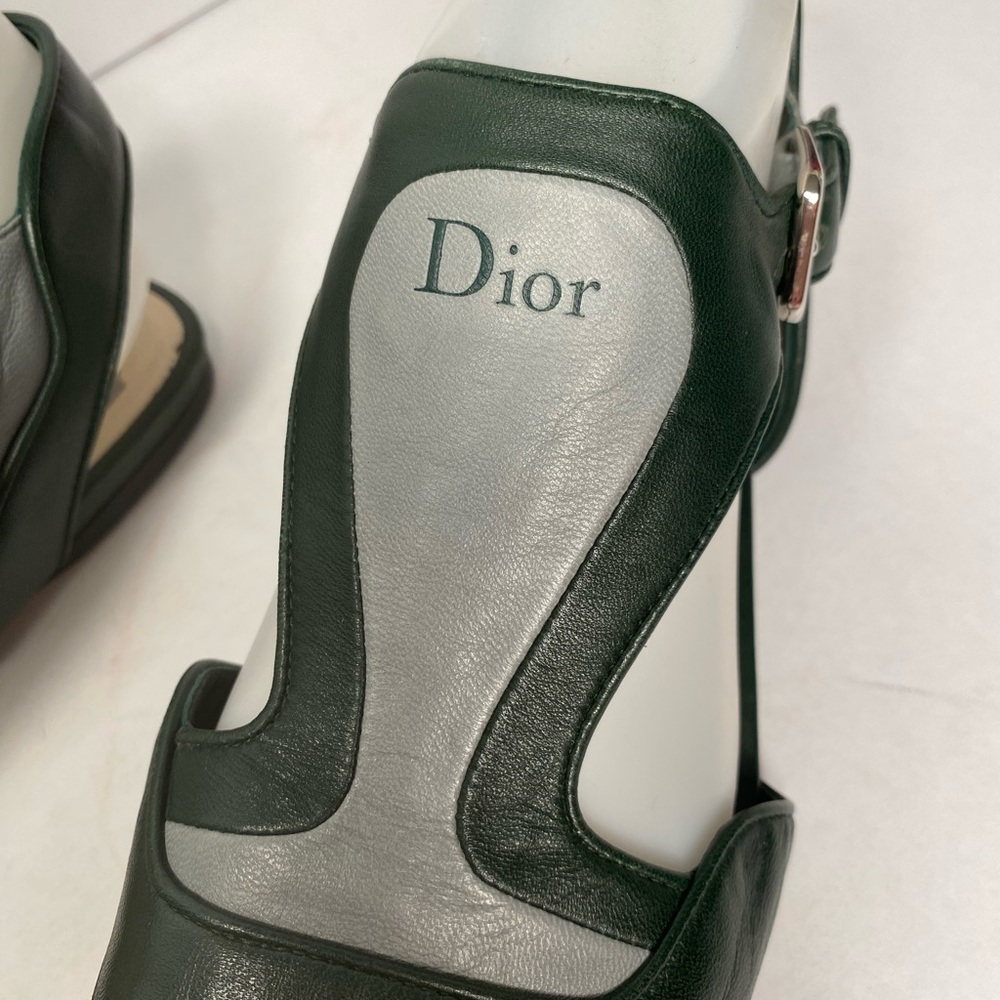 Christian Dior flat leather sandals dark green grey 36 - Picture 8 of 12